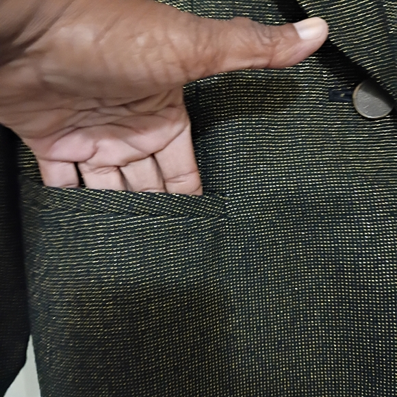 Evan Picone Women's Black Gold Sparkle VTG Blazer 10 USA Holiday Christmas - Picture 9 of 16